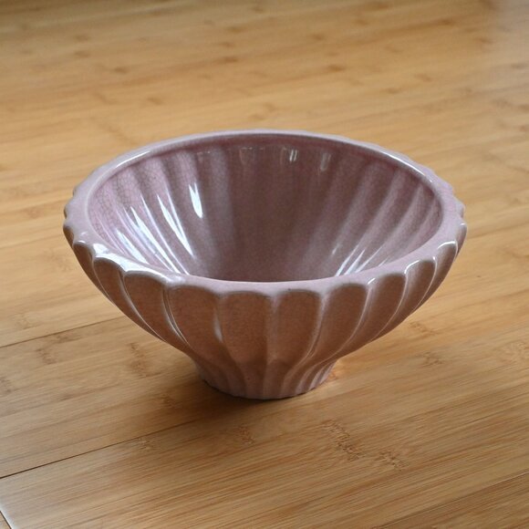 VTG Formalities Baum Brothers Fluted Crackle Collection Pink Vase Bowl - Picture 3 of 10